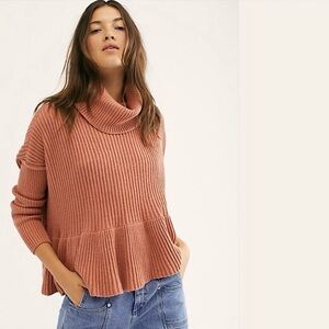Free People Dusty Rose Cowl Neck Sweater